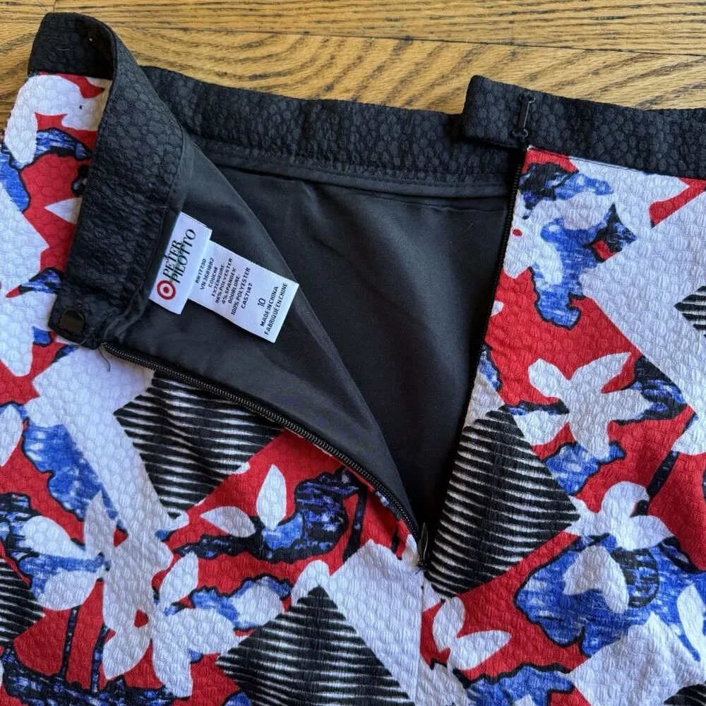 Peter Pilotto Target Mini Skirt Womens 10 Floral Jacquard Faux Wrap Preppy Artsy